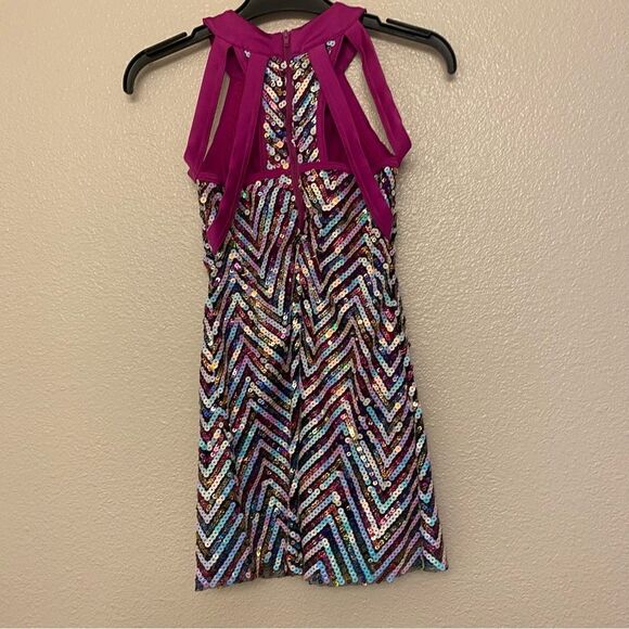 WEISSMAN Dance Costume hot pink shift chevron sequin Into The Groov 12846 IC 7/8 - Picture 3 of 11